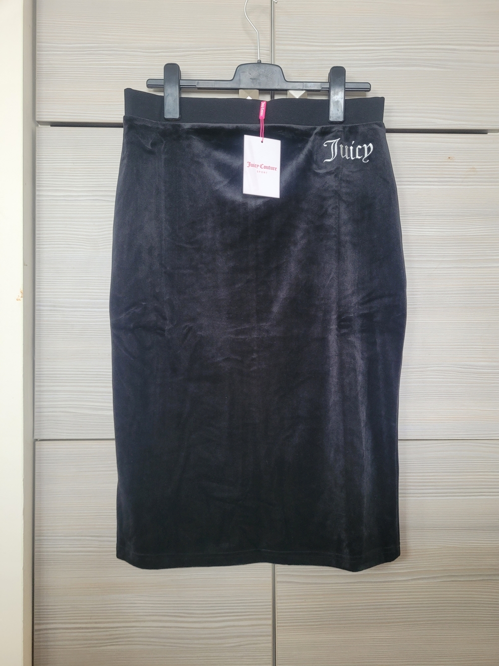 NWT Juicy Couture Pencil Midi Skirt,Stretchy Black Velvety Velour,M